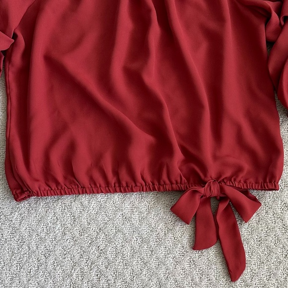 Vince Camuto Off-The-Shoulder Bubble Sleeve Blouse Red Pear Size Petite … - Picture 6 of 12